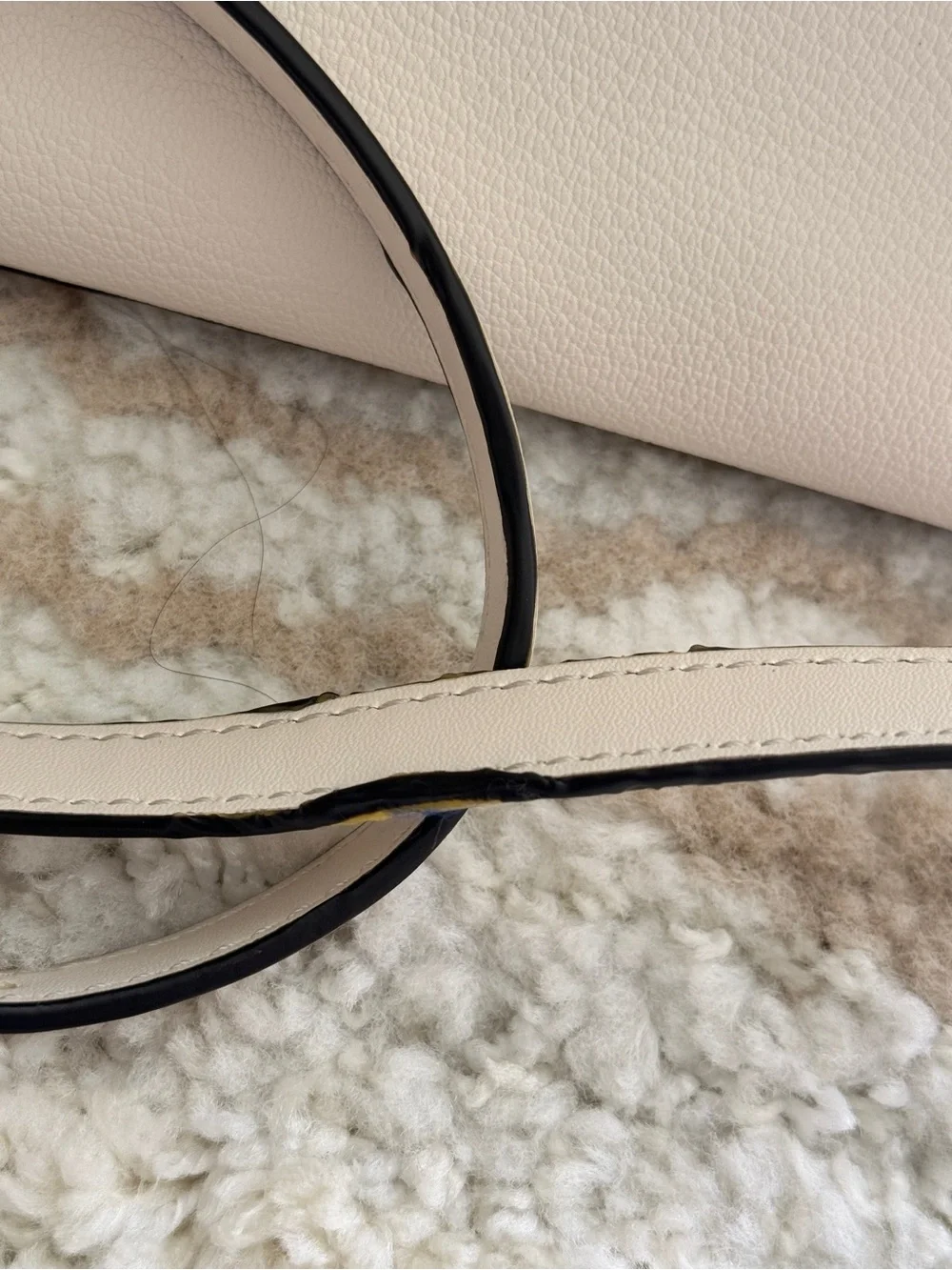 Michael Kors Beige Leather Satchel with Gold MK Charm